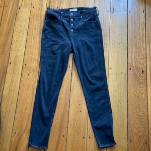 Madewell black raw hem skinny jeans, size 29